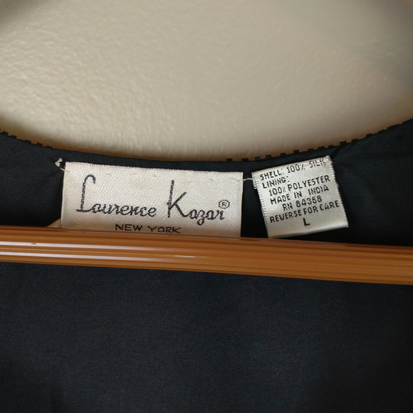 LAST CHANCE Vtg Laurence Kazar | L | 100% silk sequin v-neck - Picture 8 of 10